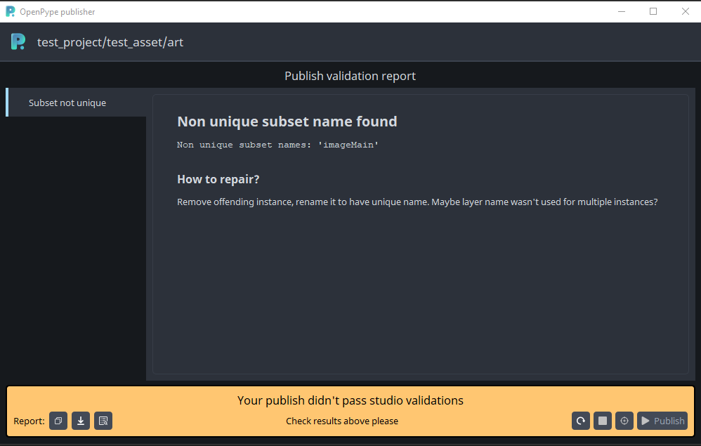 Publish failed