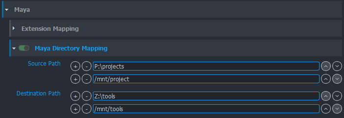 Dirmap settings
