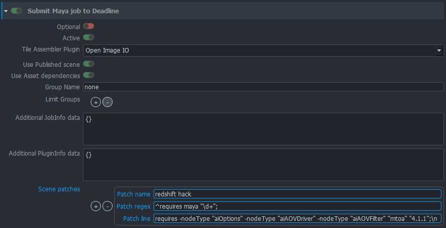 Maya &gt; Deadline Settings